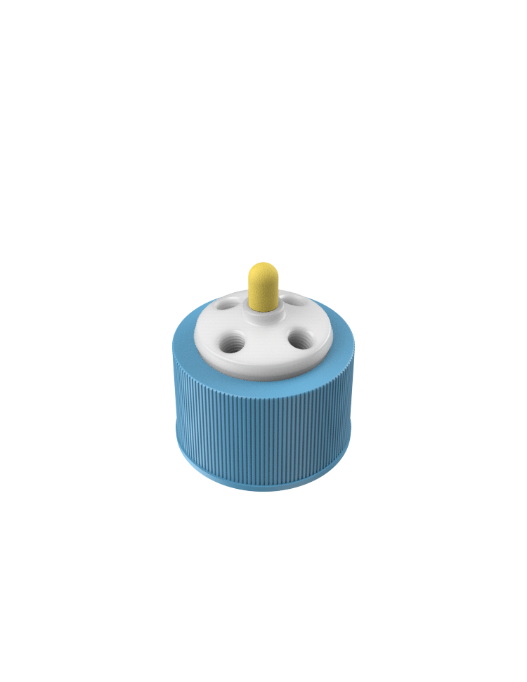 SOLVENT EXTRACTION CAP GL38 4-port FFKM valve – LabLids