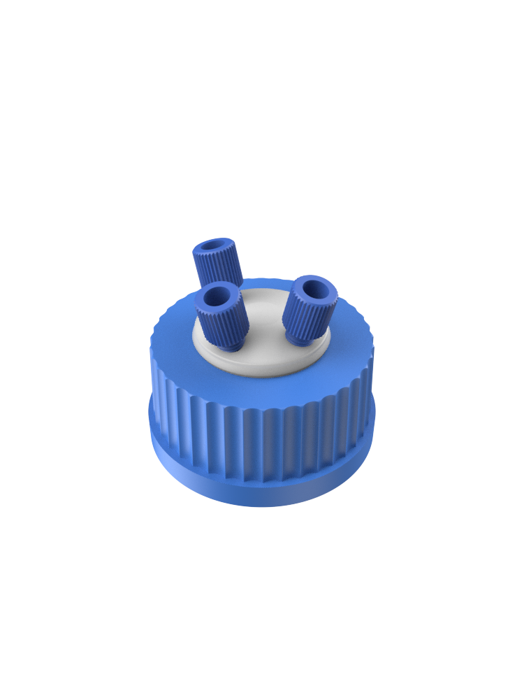 SOLVENT EXTRACTION CAP GL45 3-port with fittings – LabLids
